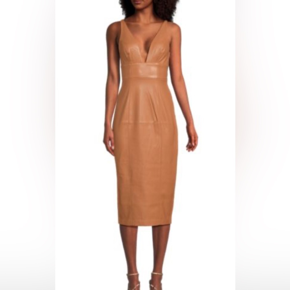 SUSANA MONACO Faux Leather Midi Dress